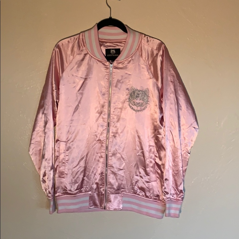 ✨MonMonCats✨ Pink Silk Varsity Jacket - Picture 3 of 9